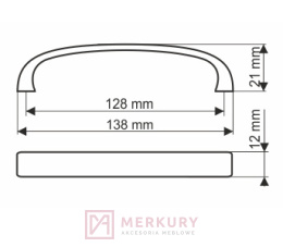 Uchwyt meblowy GAMET UN45 stal szczotkowana inox 128mm MERKURY Akcesoria Meblowe