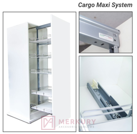 Kosz narożny Cargo Maxi 6-poziomowy biały 300mm H-1900-2080mm MERKURY Akcesoria Meblowe Kosz narożny Cargo Maxi 6-poziomowy biały 300mm H-1900-2080mm MERKURY Akcesoria Meblowe