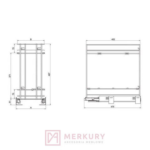 Kosz Cargo Mini FGV 2-poziomowy antracyt 60cm MERKURY Akcesoria Meblowe Kosz Cargo Mini FGV 2-poziomowy antracyt 60cm MERKURY Akcesoria Meblowe
