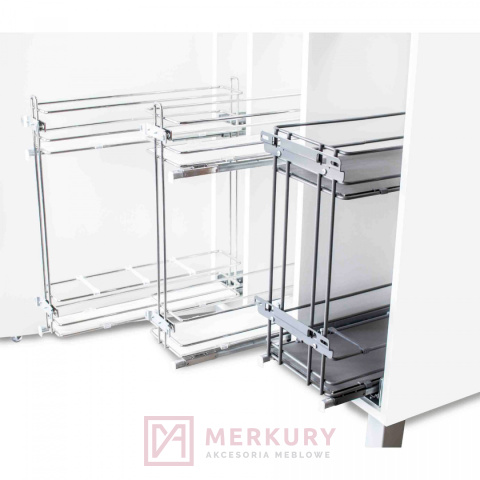 Kosz Cargo Mini 2-poziomowy FGV chrom, biały 15cm prawy MERKURY Akcesoria Meblowe Kosz Cargo Mini 2-poziomowy FGV chrom, biały 15cm prawy MERKURY Akcesoria Meblowe