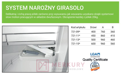 Kosz do szafki narożnej nerka RGV GIRASOLLO lewy 400 antracyt MERKURY Akcesoria Meblowe Kosz do szafki narożnej nerka RGV GIRASOLLO lewy 400 antracyt MERKURY Akcesoria Meblowe