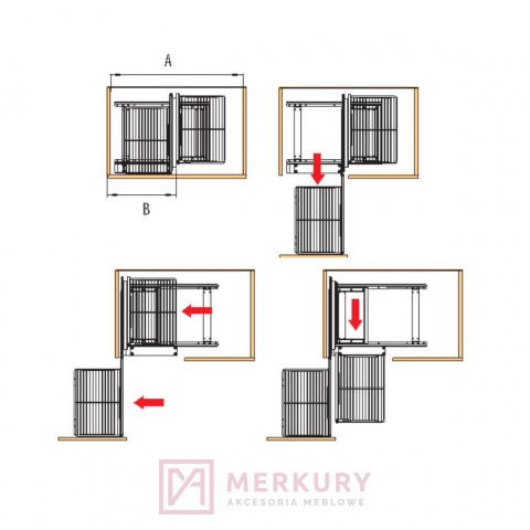 Kosz uniwersalny NOMET Magic Komfort W-6000 1200mm antracyt MERKURY Akcesoria Meblowe Kosz uniwersalny NOMET Magic Komfort W-6000 1200mm antracyt MERKURY Akcesoria Meblowe