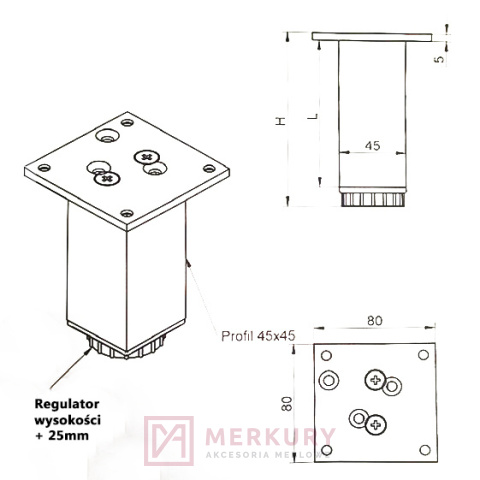 Nóżka meblowa regulowana miedż mat H-100mm MERKURY Akcesoria Meblowe Nóżka meblowa regulowana miedż mat H-100mm MERKURY Akcesoria Meblowe