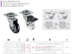 Kółko meblowe GTV BRAZYLIA przezroczyste 75mm MERKURY Akcesoria Meblowe