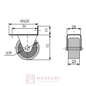 Kółko meblowe KK-06 fi30mm szary MERKURY Akcesoria Meblowe Kółko meblowe KK-06 fi30mm szary MERKURY Akcesoria Meblowe