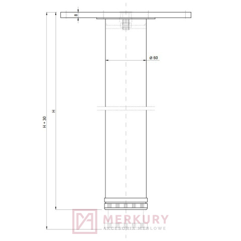 Noga meblowa GTV NM-A61100-05 aluminium 60x60 1100mm MERKURY Akcesoria Meblowe Noga meblowa GTV NM-A61100-05 aluminium 60x60 1100mm MERKURY Akcesoria Meblowe