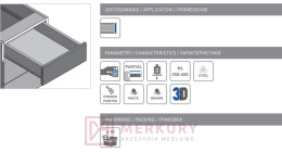 Prowadnica rolkowa GTV biały L-450mm MERKURY Akcesoria Meblowe