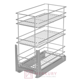 Kosz cargo mini 3-poziomowy W-2312M srebrny mocowanie dolne 400mm MERKURY Akcesoria Meblowe