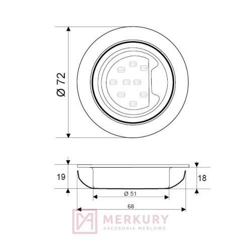 Oprawa meblowa LED OL-21 2W 12V zimny biały, chrom MERKURY Akcesoria Meblowe Oprawa meblowa LED OL-21 2W 12V zimny biały, chrom MERKURY Akcesoria Meblowe