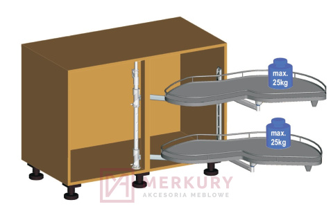 Półka LeMans II Arena Classic Silver PEKA narożna 05.7057.KPL/S 500mm szara prawa MERKURY Akcesoria Meblowe