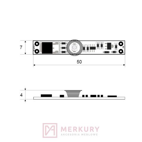 Wyłącznik dotykowy do listew LED WDL-1 4A 12V 50W MERKURY Akcesoria Meblowe Wyłącznik dotykowy do listew LED WDL-1 4A 12V 50W MERKURY Akcesoria Meblowe