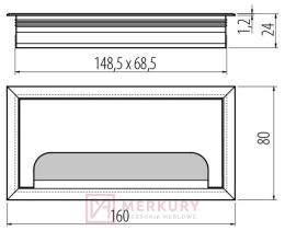 Przelotka do kabla GTV MERIDA aluminium mat 80x160mm MERKURY Akcesoria Meblowe