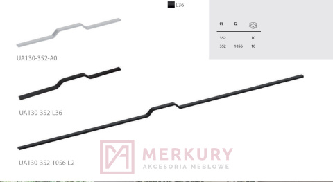 Uchwyt meblowy GAMET UA130 złoty mat 352/400mm MERKURY Akcesoria Meblowe Uchwyt meblowy GAMET UA130 złoty mat 352/400mm MERKURY Akcesoria Meblowe