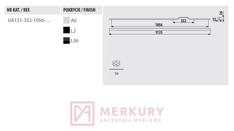 Uchwyt meblowy GAMET UA131 złoty mat 352/1056mm MERKURY Akcesoria Meblowe Uchwyt meblowy GAMET UA131 złoty mat 352/1056mm MERKURY Akcesoria Meblowe