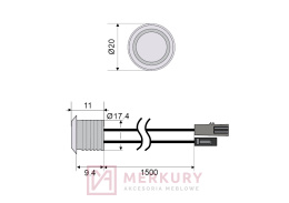 Wyłącznik dotykowy ze ściemniaczem WDS-2 MAX 60W 12V chrom połysk MERKURY Akcesoria Meblowe