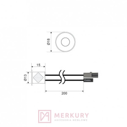 Wyłącznik dotykowy ze ściemniaczem WDS-1 MINI aluminium 12V 18W MERKURY Akcesoria Meblowe