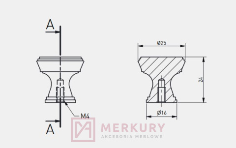 Gałka meblowa SONET czarny mat fi25mm MERKURY Akcesoria Meblowe Gałka meblowa SONET czarny mat fi25mm MERKURY Akcesoria Meblowe