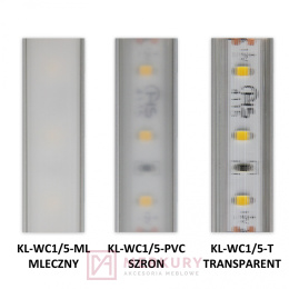 Klosz wciskany do profilu LED KL-WC1/5 szron 3m MERKURY Akcesoria Meblowe