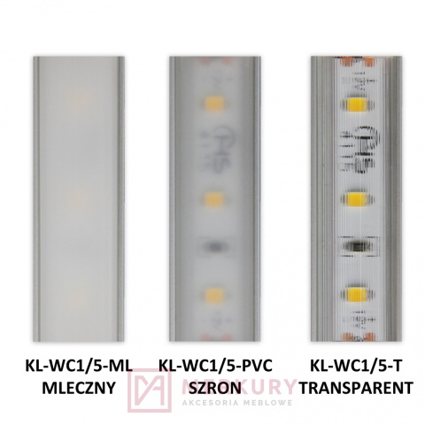 Klosz wciskany do profilu LED KL-WC1/5 transparentny MERKURY Akcesoria Meblowe Klosz wciskany do profilu LED KL-WC1/5 transparentny MERKURY Akcesoria Meblowe