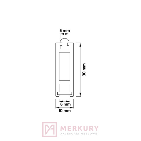 Profil aluminiowy reling SLIM aluminium 2m MERKURY Akcesoria Meblowe Profil aluminiowy reling SLIM aluminium 2m MERKURY Akcesoria Meblowe