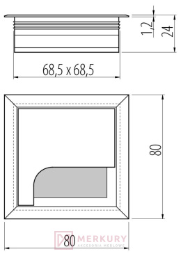 Przelotka do kabla biały 80x80mm MERKURY Akcesoria Meblowe