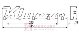 Wieszak ścienny na ubrania WS20 klucze czarny mat MERKURY Akcesoria Meblowe