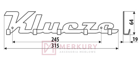 Wieszak ścienny na ubrania WS20 klucze czarny mat MERKURY Akcesoria Meblowe Wieszak ścienny na ubrania WS20 klucze czarny mat MERKURY Akcesoria Meblowe