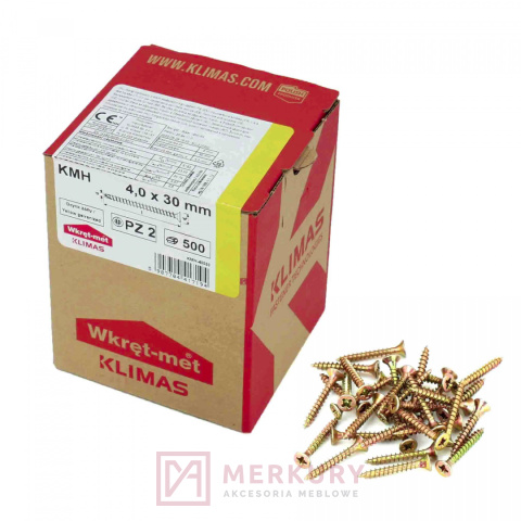 Wkręt hartowany z łbem stożkowym 4,5x30mm KMH 500szt MERKURY Akcesoria Meblowe Wkręt hartowany z łbem stożkowym 4,5x30mm KMH 500szt MERKURY Akcesoria Meblowe