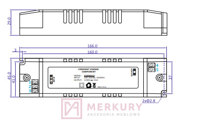Zasilacz LED driver 4,5A 12VDC 54W MERKURY Akcesoria Meblowe Zasilacz LED driver 4,5A 12VDC 54W MERKURY Akcesoria Meblowe