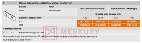 Element dekoracyjny do MERIVOBOX BLUM ZE4H1058G szkło przezroczyste 1058x142,2mm MERKURY Akcvesoria Meblowe Element dekoracyjny do MERIVOBOX BLUM ZE4H1058G szkło przezroczyste 1058x142,2mm MERKURY Akcvesoria Meblowe