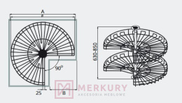 Kosz obrotowy do szafki narożnej 3/4 W-4175 chrom połysk MERKURY Akcesoria Meblowe