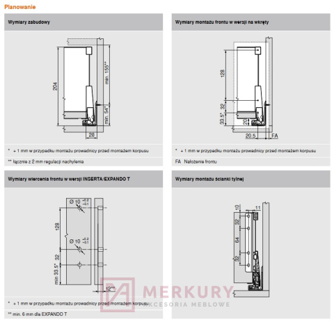 MERIVOBOX BOXCAP wys."E" NL=400mm szary MERKURY Akcesoria Meblowe MERIVOBOX BOXCAP wys."E" NL=400mm szary MERKURY Akcesoria Meblowe