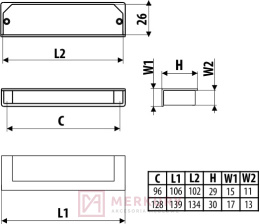 Uchwyt meblowy UN50 GAMET czarny mat 128mm MERKURY Akcesoria Meblowe