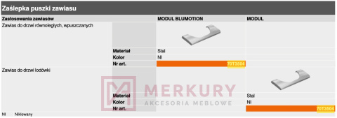 Zaślepka na puszkę zawiasu Clip-T BLUM 70T3504 onyks MERKURY Akcesoria Meblowe Zaślepka na puszkę zawiasu Clip-T BLUM 70T3504 onyks MERKURY Akcesoria Meblowe