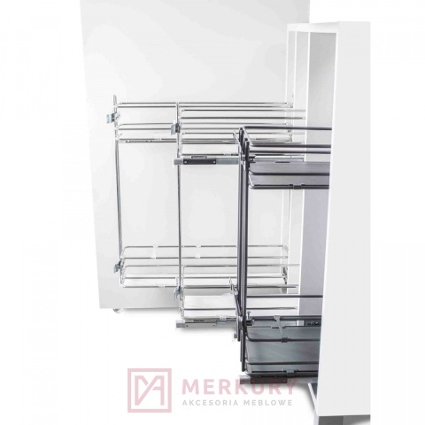 Kosz Cargo Mini 2-poziomowy FGV chrom połysk/biały 40cm MERKURY Akcesoria Meblowe Kosz Cargo Mini 2-poziomowy FGV chrom połysk/biały 40cm MERKURY Akcesoria Meblowe