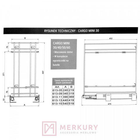 Kosz Cargo Mini 2-poziomowy FGV chrom połysk/biały 40cm MERKURY Akcesoria Meblowe Kosz Cargo Mini 2-poziomowy FGV chrom połysk/biały 40cm MERKURY Akcesoria Meblowe