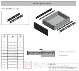 Prowadnica kulkowa H45 GX2 450mm MERKURY Akcesoria Meblowe