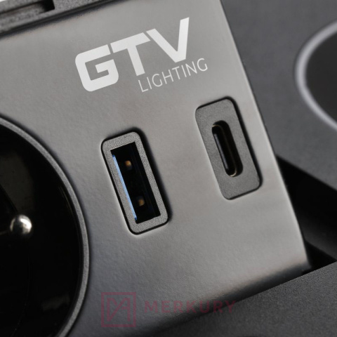 Przedłużacz biurkowy wpuszczany AVARO PLUS, 1 G, USB A C, ład. indukcyjna, czarny Przedłużacz biurkowy wpuszczany AVARO PLUS, 1 G, USB A C, ład. indukcyjna, czarny