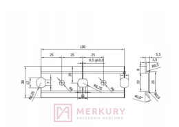 Szyna listwa do zawieszania szafek 2mb MERKURY Akecsoria Meblowe