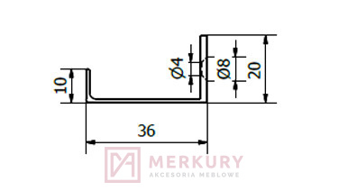 Uchwyt krawędziowy długi U9 G9 biały mat 1000mm SKLEP INTERNETOWY MERKURY AKCESORIA MEBLOWE
