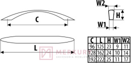 Uchwyt meblowy US26 96mm chrom połysk MERKURY Akcesoria Meblowe