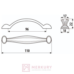 Uchwyt meblowy UR10 czarny mat 96mm MERKURY Akcesoria Meblowe