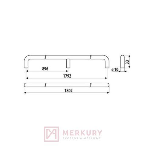 Uchwyt meblowy US10 długi czarny mat 1792/1802mm Uchwyt meblowy US10 długi czarny mat 1792/1802mm