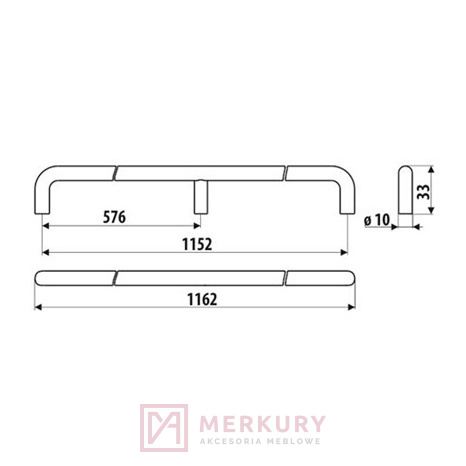 Uchwyt meblowy US10 długi, złoty mat, 1152mm Uchwyt meblowy US10 długi, złoty mat, 1152mm