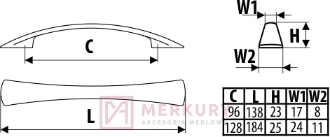 Uchwyt meblowy UN90 stal szczotkowana inox 96mm MERKURY Akcesoria Meblowe Uchwyt meblowy UN90 stal szczotkowana inox 96mm MERKURY Akcesoria Meblowe