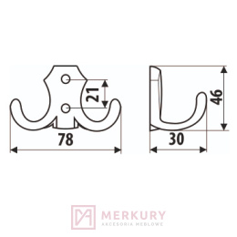 Wieszak meblowy WP89 stal szczotkowana inox MERKURY Akcesoria Meblowe