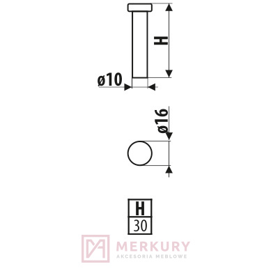 Wieszak meblowy WU01 biały mat MERKURY Akcesoria Meblowe Wieszak meblowy WU01 biały mat MERKURY Akcesoria Meblowe
