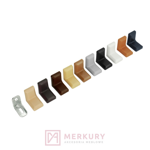 Kątownik metalowy fi 4mm z osłonką mini L brąz dąb średni MERKURY Akcesoria Meblowe Kątownik metalowy fi 4mm z osłonką mini L brąz dąb średni MERKURY Akcesoria Meblowe