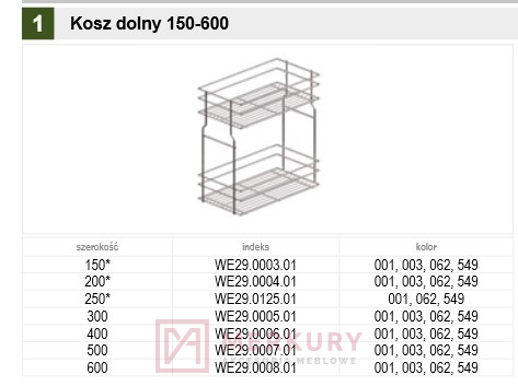 Kosz Cargo Mini 2-poziomowy WE29.005 ocynk mocowanie dolne 300mm MERKURY Akcesoria Meblowe Kosz Cargo Mini 2-poziomowy WE29.005 ocynk mocowanie dolne 300mm MERKURY Akcesoria Meblowe