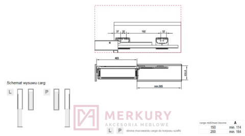 Kosz Cargo Maxi MAXIMA 5-poziomowy chrom mocowanie boczne 200mm MERKURY Akcesoria Meblowe